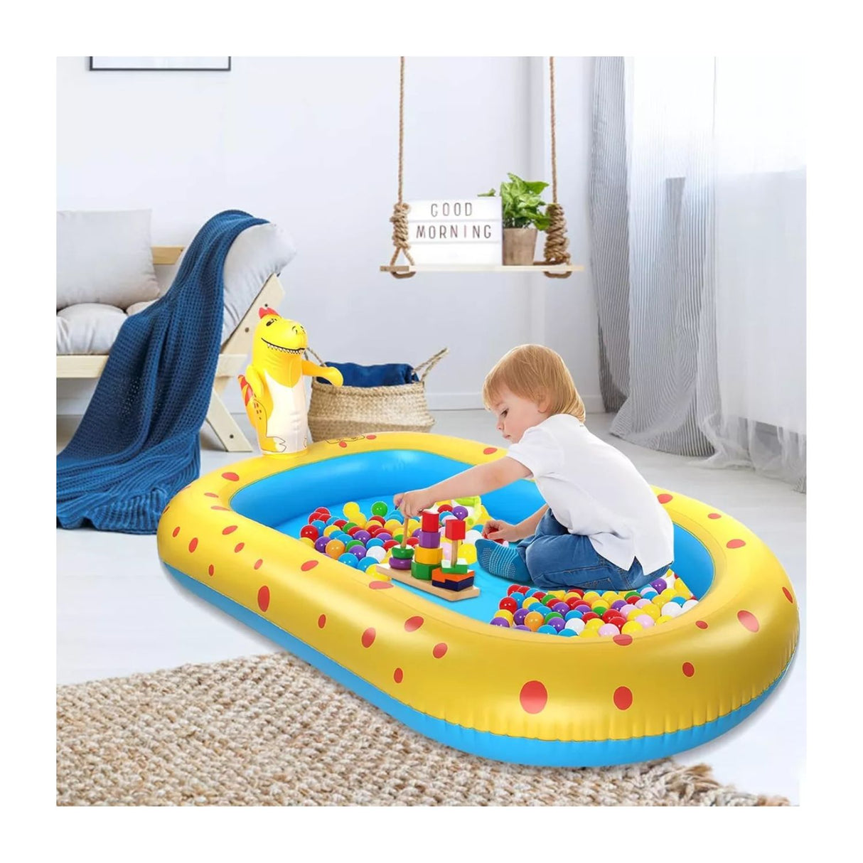 Piscina Inflable 170x110x45cm Dino Lanza Chorro Agua Verano Disfruta de un verano refrescante con diversión asegurada. ¡Compra ahora y diviértete!-3