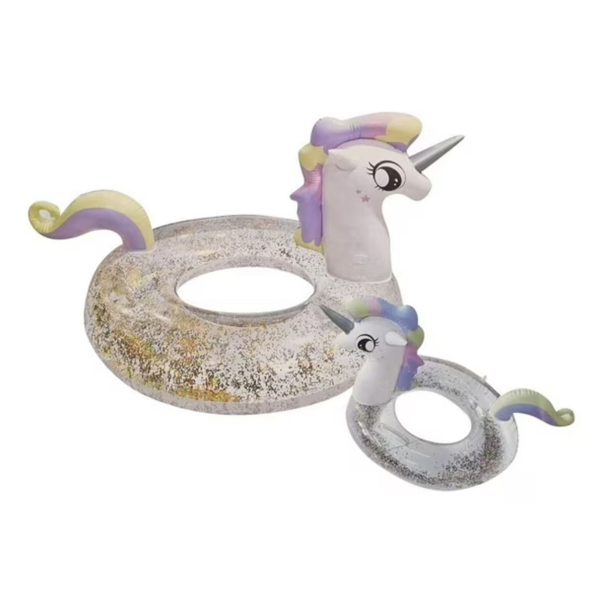 Flotador Salvavidas Glitter Unicornio 90 Cm Inflable Disfruta del verano con estilo y diversión. ¡Compra ahora y haz que tus días de sol sean inolvidables!-1