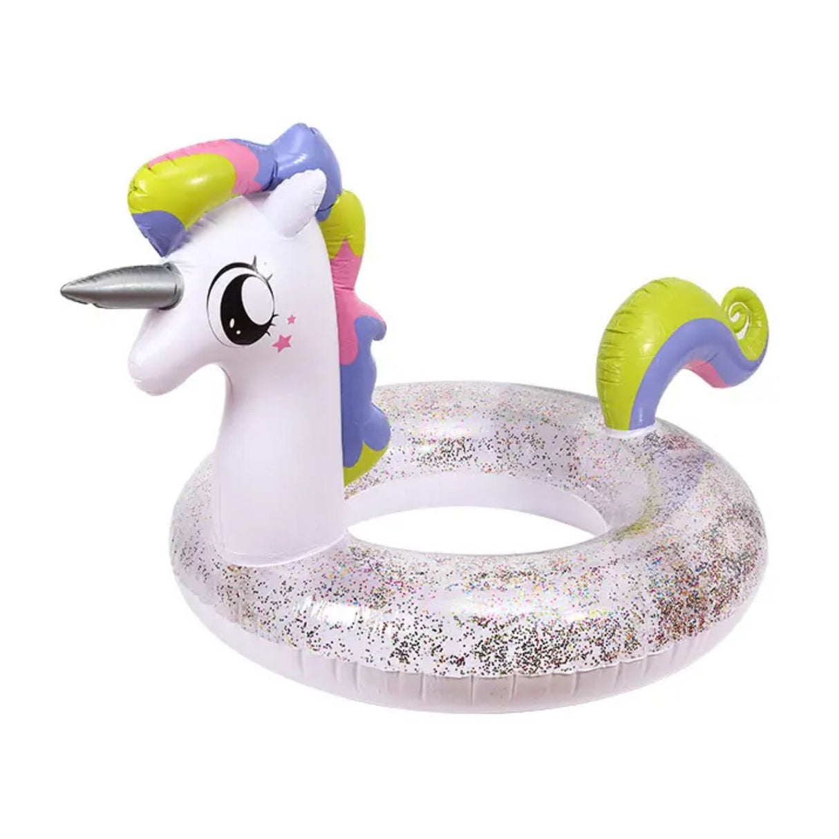 Flotador Salvavidas Glitter Unicornio 90 Cm Inflable Disfruta del verano con estilo y diversión. ¡Compra ahora y haz que tus días de sol sean inolvidables!-2