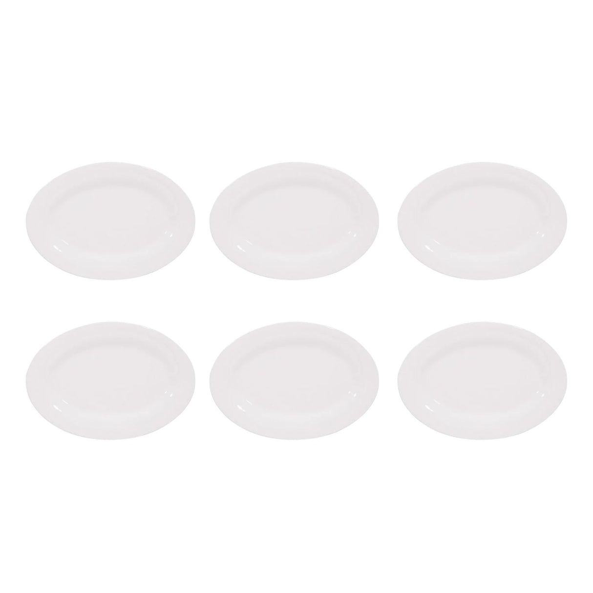 Set De 6 Platos Ovalados De 30.5cm Porcelana Blanca Hallen-1-1