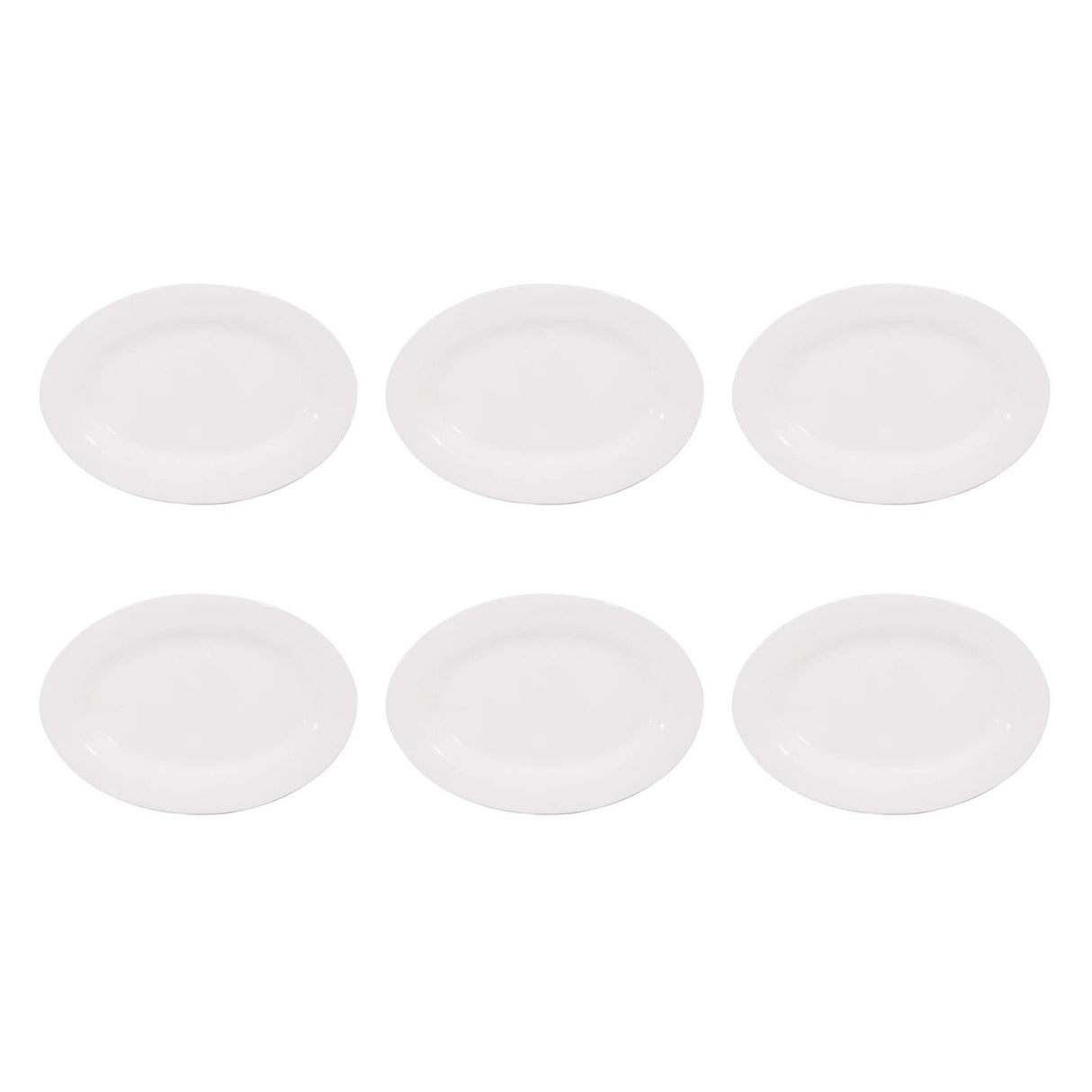 Set De 6 Fuentes Ovaladas 35.5cm Porcelana Blanca Hallen-1-1
