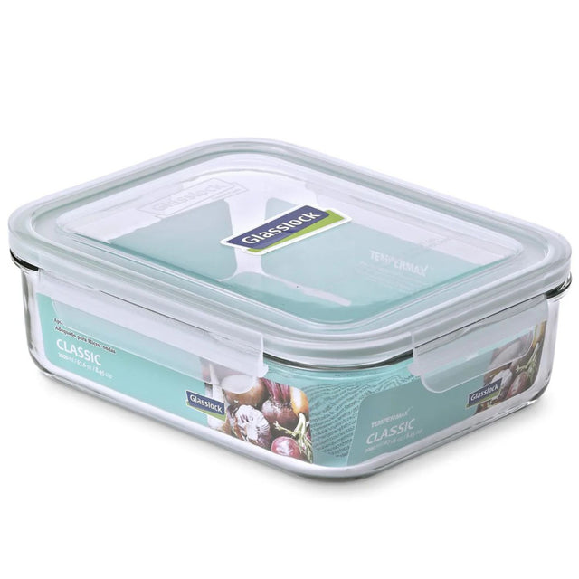 Contenedor De Vidrio Hermetico Rectangular 2000mL Glasslock. Ideal para conservar alimentos frescos y sin olores. ¡Compra ahora y organiza tu cocina!-3