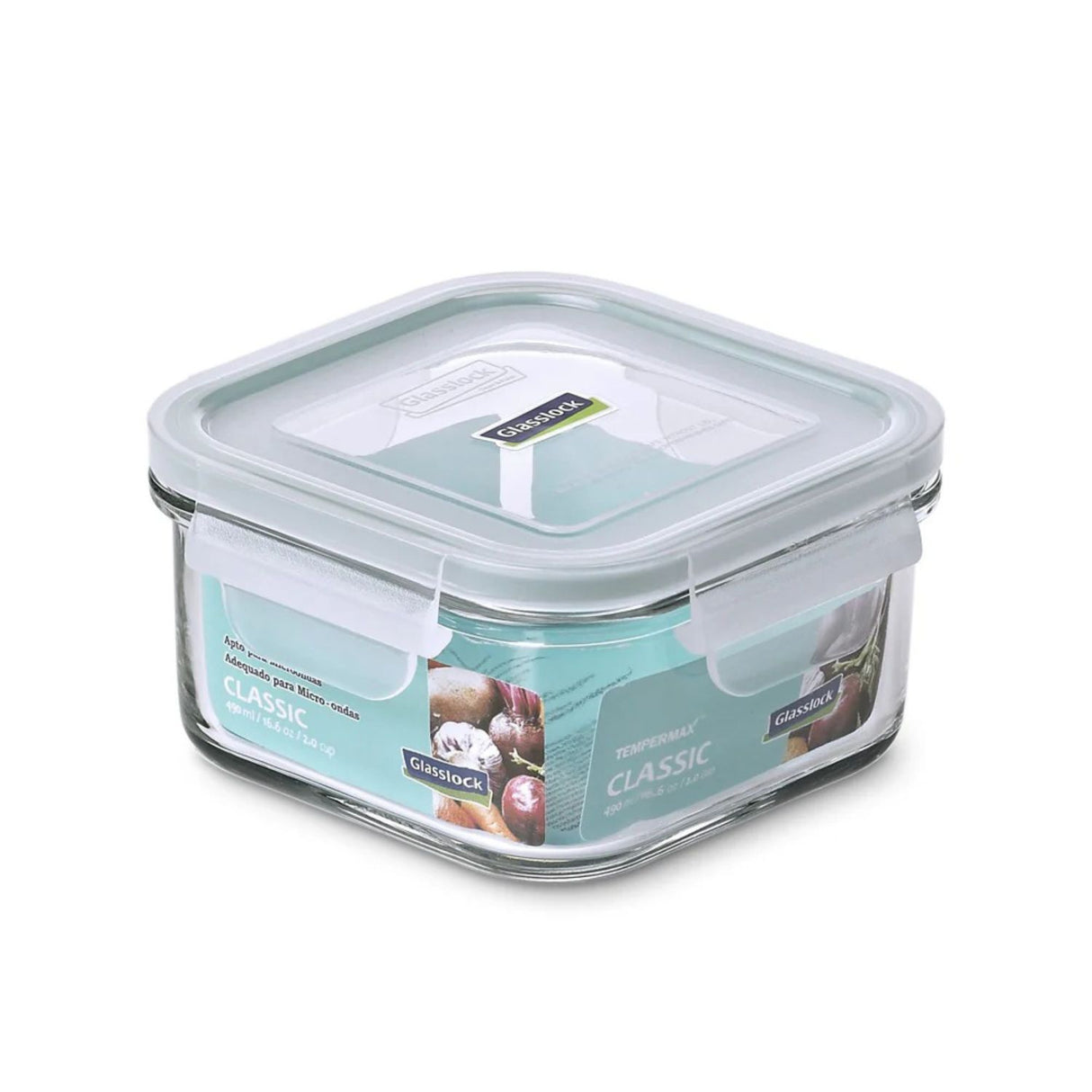 Contenedor De Vidrio Hermetico Cuadrado 490mL Glasslock. Mantén tus alimentos frescos y organizados. ¡Compra ahora y mejora tu cocina!-3