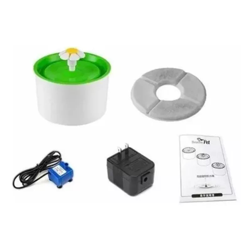 Bebedero Mascotas 1,6L Automático Fuente Agua Diseño Flor. Flujo continuo para agua fresca y filtrada. ¡Hidratación ideal para tu mascota!-1-3