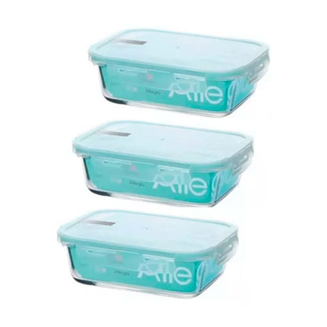Pack 3 Contenedores Hermetico Vidrio Rectangular 1000mL Allegra. Perfectos para conservar alimentos frescos. ¡Compra ahora y organiza tu cocina!-1