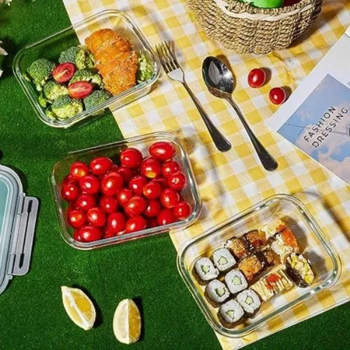 Pack 3 Contenedores Hermetico Vidrio Rectangular 1500mL Allegra. Perfectos para conservar tus alimentos frescos. ¡Compra ahora y organiza tu cocina!-2