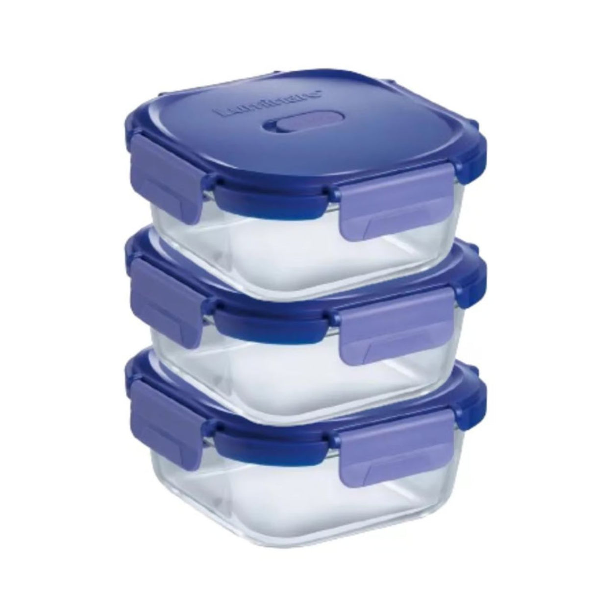 Pack 3 Contenedores Vidrio Hermético Cuadrado 800mL Luminarc. Mantén tus alimentos frescos y organizados. ¡Compra ahora y mejora tu cocina!-1