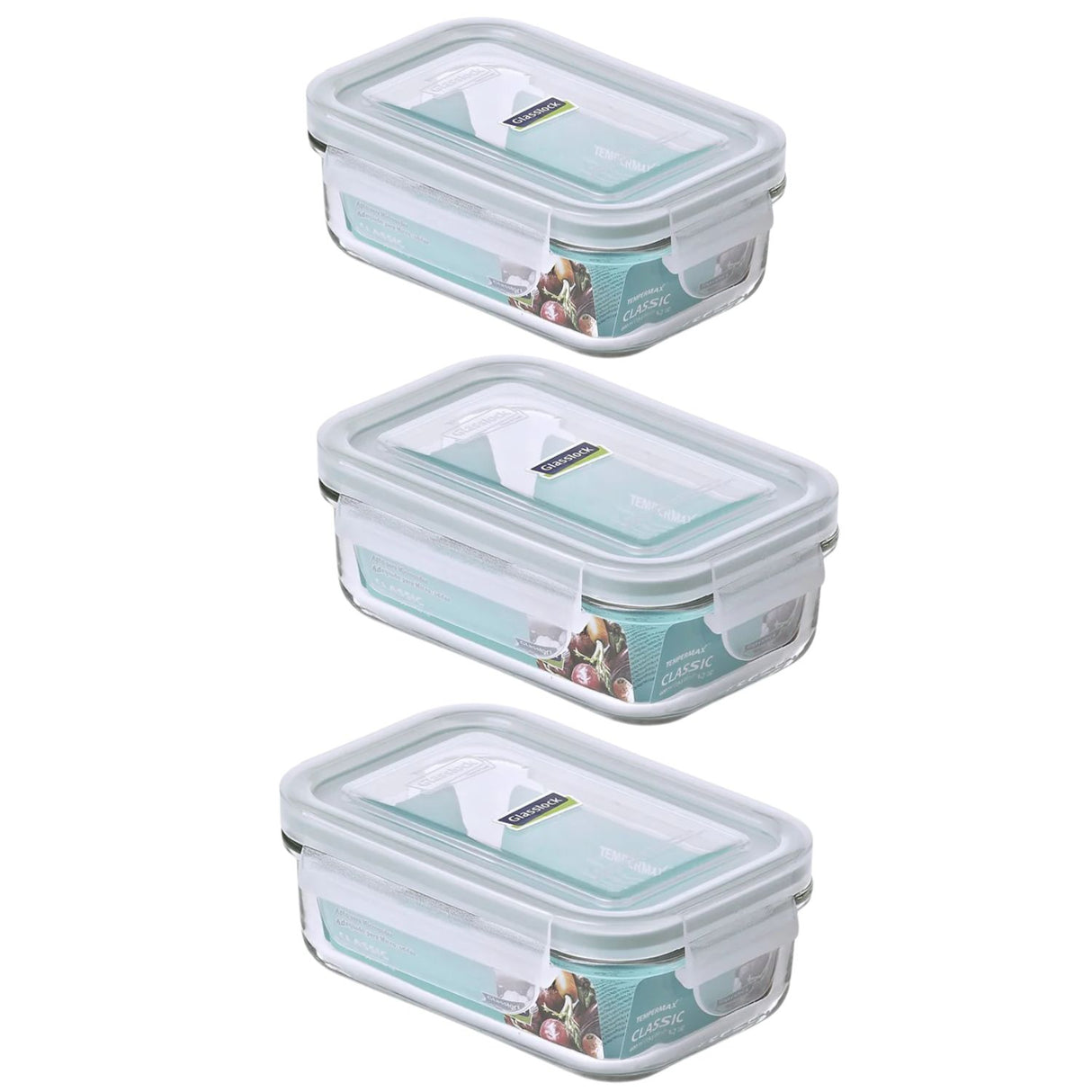 Pack 3 Contenedores Vidrio Hermetico Rect 695mL Glasslock. Mantén tus alimentos frescos y organizados. ¡Compra ahora y mejora tu cocina!-1