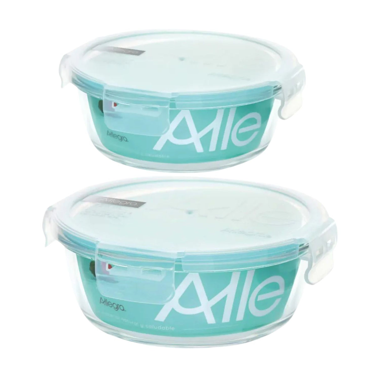 Set 2 Contenedores Herméticos Vidrio Redondos Allegra. Perfectos para conservar tus alimentos frescos y organizados. ¡Compra ahora y mejora tu cocina!-1