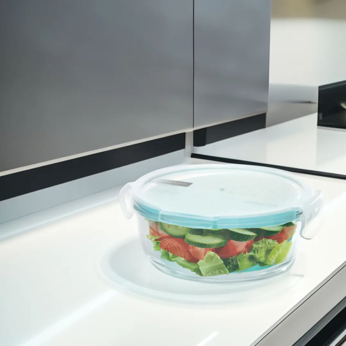 Set 2 Contenedores Herméticos Vidrio Redondos Allegra. Perfectos para conservar tus alimentos frescos y organizados. ¡Compra ahora y mejora tu cocina!-2