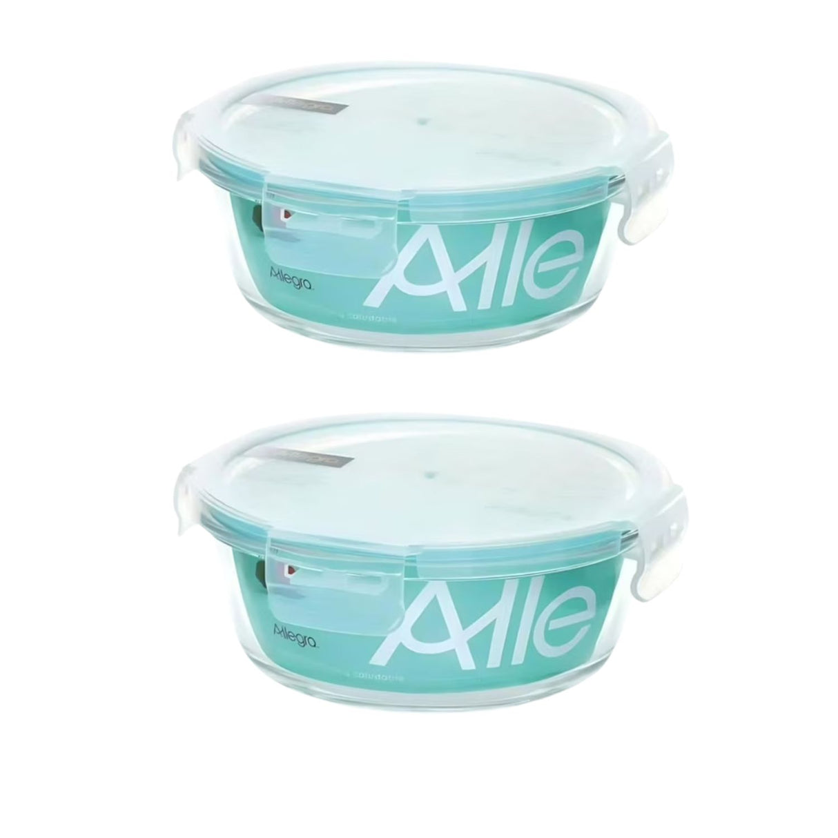 Pack 2 Contenedores Hermetico Vidrio Redondo 370mL Allegra. Perfectos para conservar alimentos frescos y organizados. ¡Compra ahora y mejora tu cocina!-1