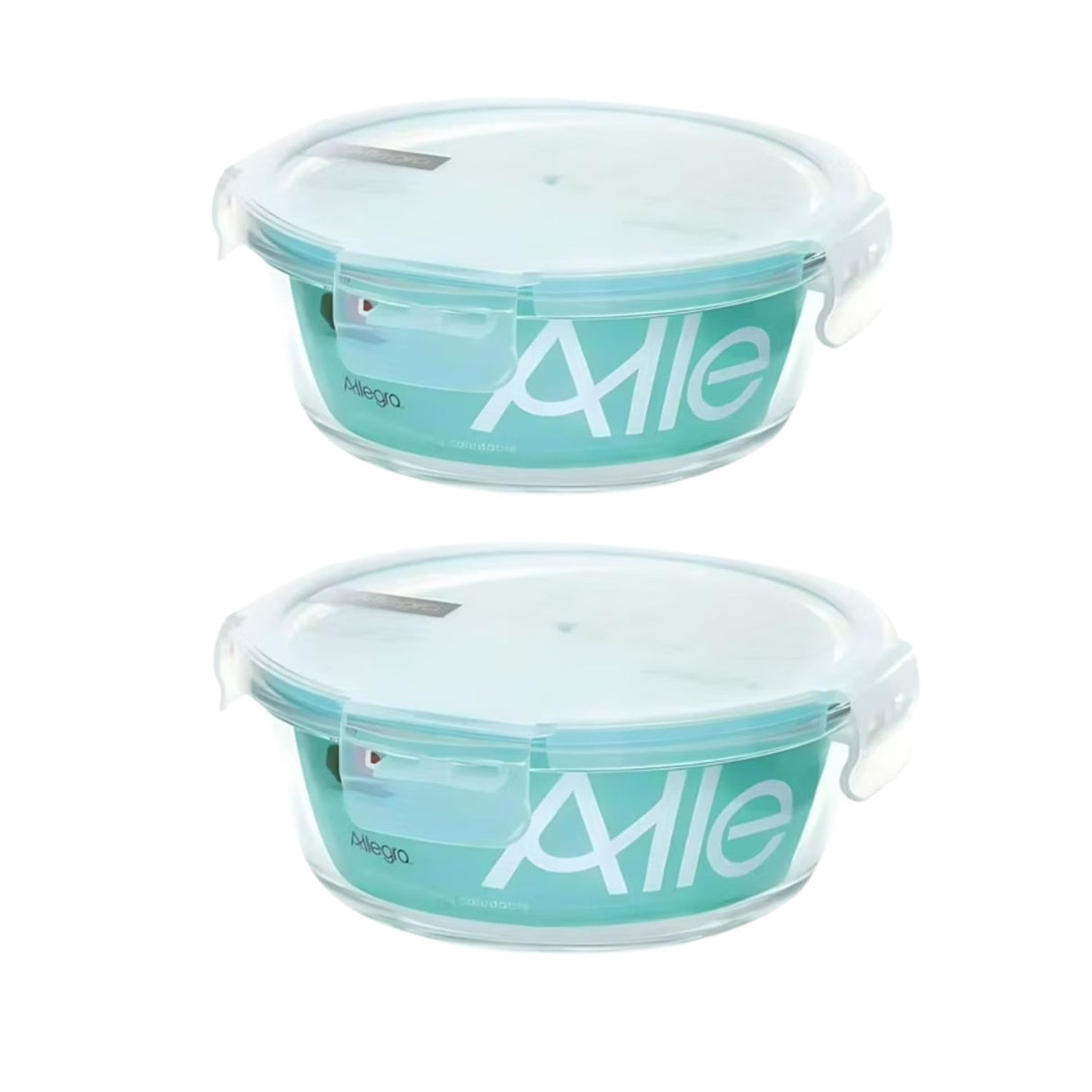 Pack 2 Contenedores Hermetico Vidrio Redondo 720mL Allegra. Mantén tus alimentos frescos y organizados. ¡Compra ahora y mejora tu cocina!-1