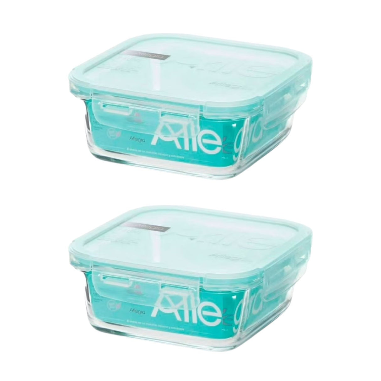 Pack 2 Contenedores Hermetico Vidrio Cuadrado 740mL Allegra. Mantén tus alimentos frescos y organizados. ¡Compra ahora y mejora tu cocina!-1