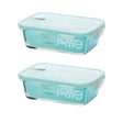 Pack 2 Contenedores Hermetico Vidrio Rectangular 420mL Allegra. Perfectos para conservar tus alimentos frescos y organizados. ¡Compra ahora y ahorra espacio!-1