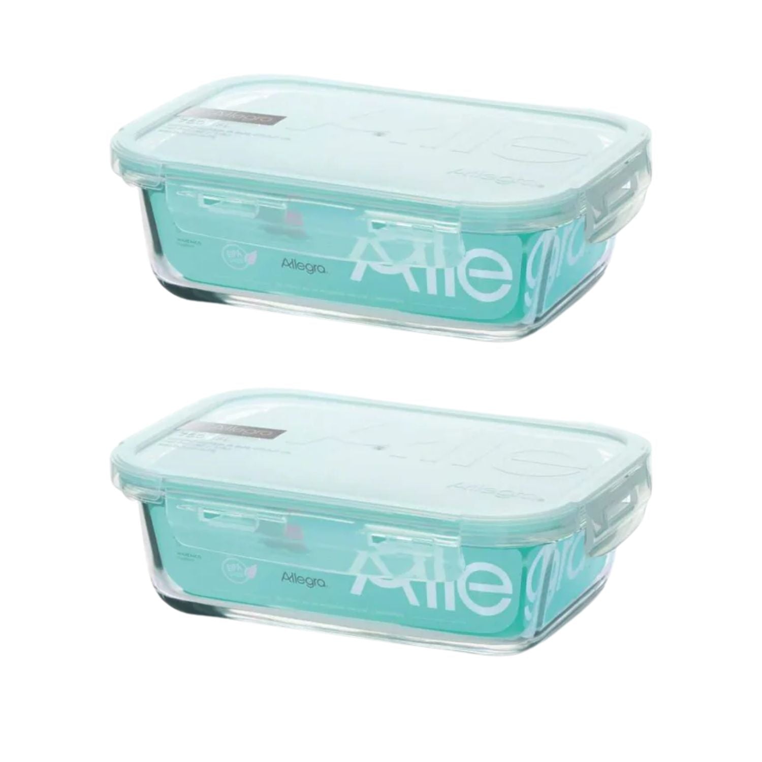 Pack 2 Contenedores Hermetico Vidrio Rectangular 420mL Allegra. Perfectos para conservar tus alimentos frescos y organizados. ¡Compra ahora y ahorra espacio!-1