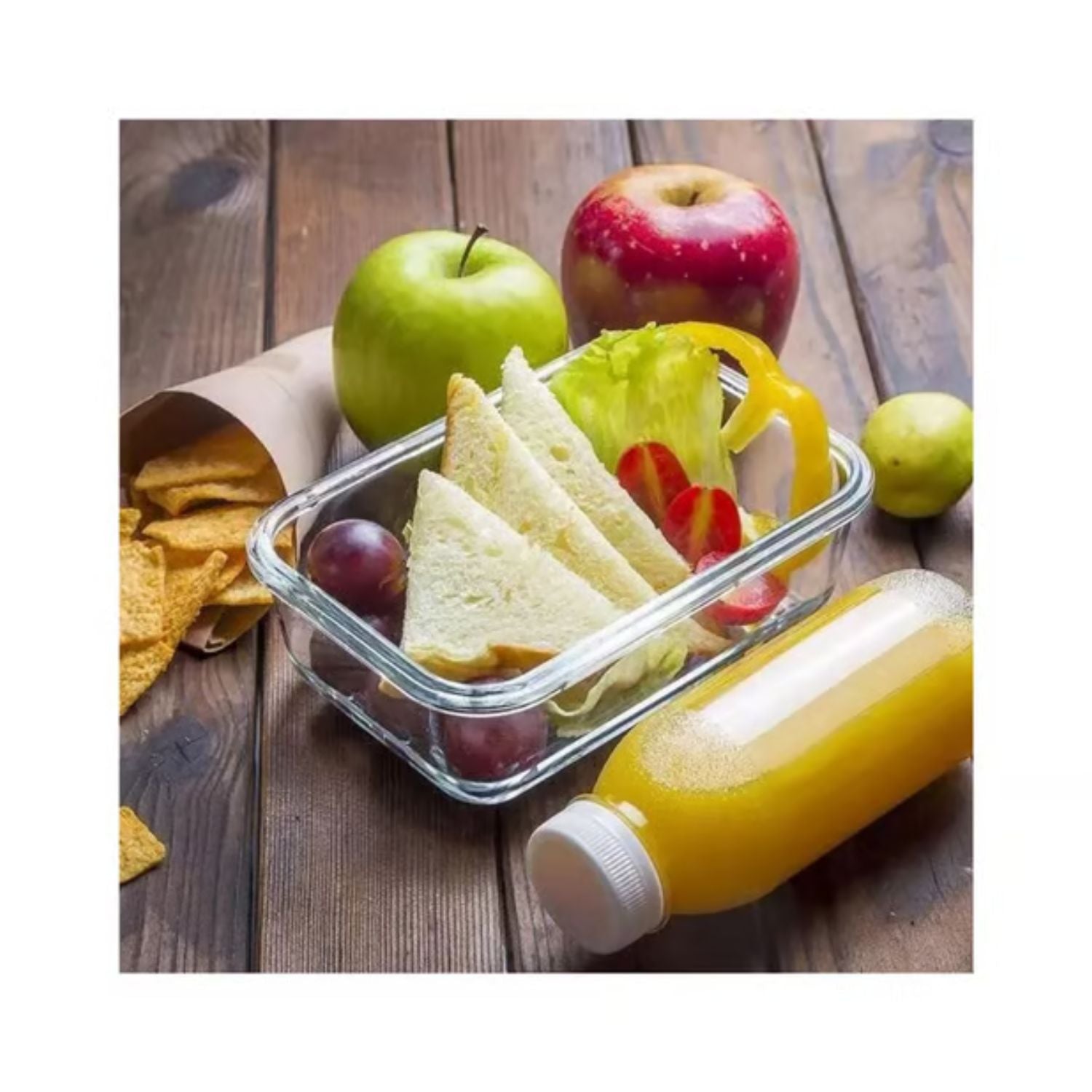 Pack 2 Contenedores Hermetico Vidrio Rectangular 420mL Allegra. Perfectos para conservar tus alimentos frescos y organizados. ¡Compra ahora y ahorra espacio!-2