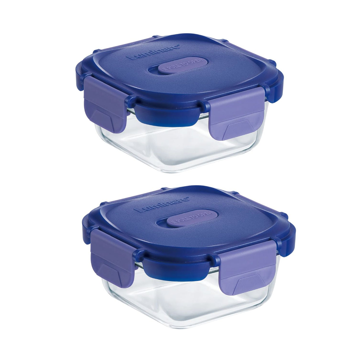 Pack 2 Contenedores Vidrio Hermético Cuadrado 320mL Luminarc. Mantén tus alimentos frescos y organizados. ¡Compra ahora y mejora tu cocina!-1
