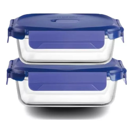 Pack 2 Contenedores Vidrio Hermético Rectangular 1520mL Luminarc. Perfectos para conservar tus alimentos frescos. ¡Compra ahora y organiza tu cocina!-1