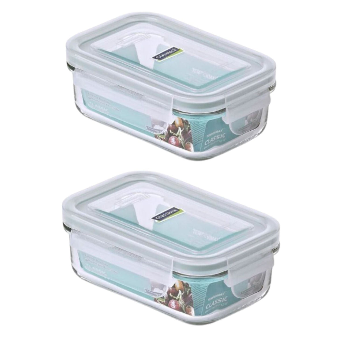 Pack 2 Contenedores Vidrio Hermetico Rect 400mL Glasslock. Mantén tus alimentos frescos y organizados. ¡Compra ahora y mejora tu cocina!-1