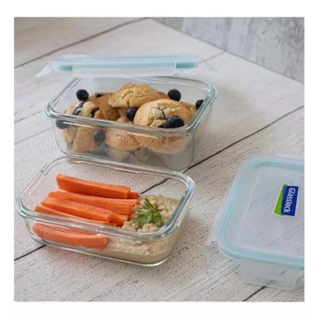 Pack 2 Contenedores Vidrio Hermetico Rect 400mL Glasslock. Mantén tus alimentos frescos y organizados. ¡Compra ahora y mejora tu cocina!-2