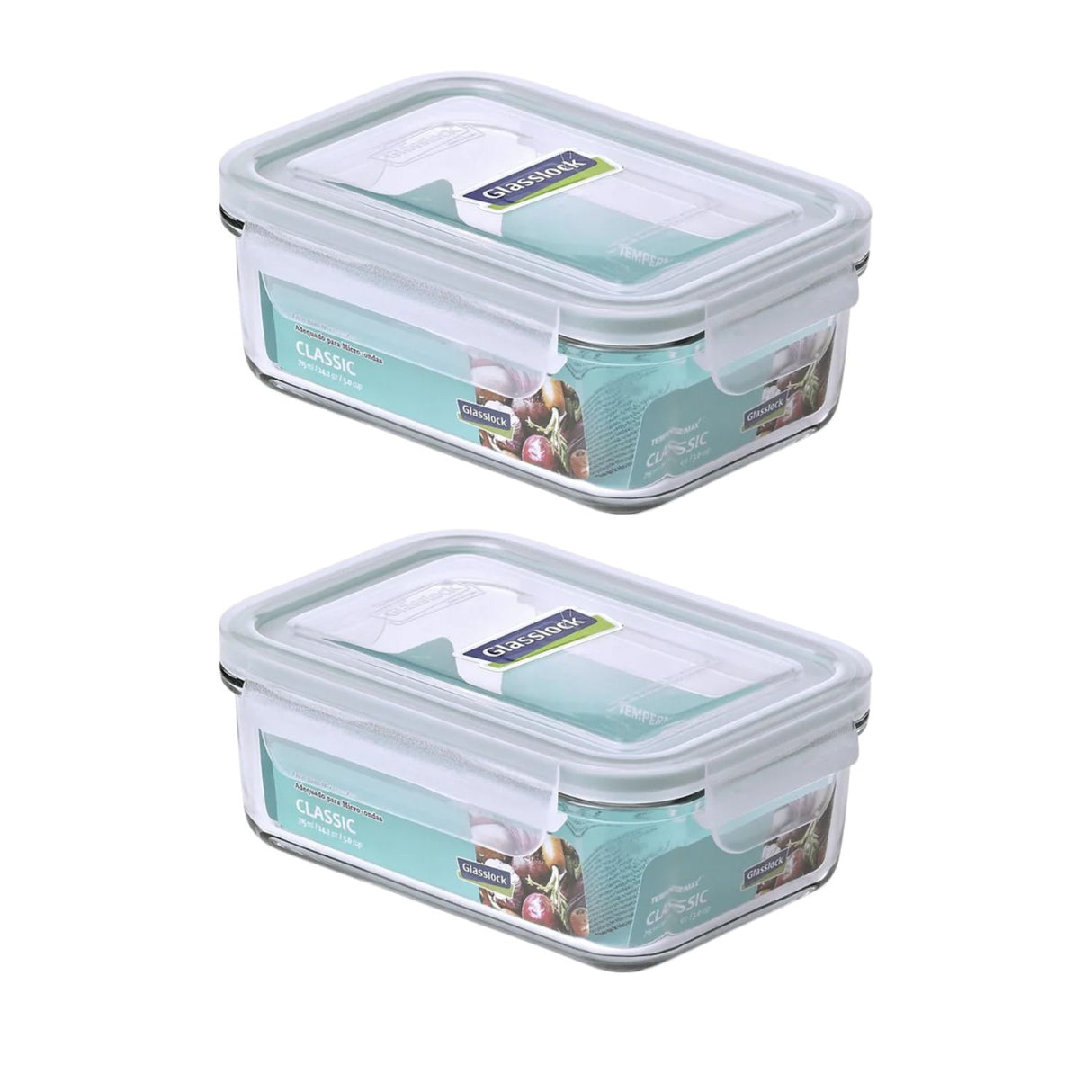 Pack 2 Contenedores Vidrio Hermetico Rect 695mL Glasslock. Mantén tus alimentos frescos y organizados. ¡Compra ahora y disfruta de la calidad!-1