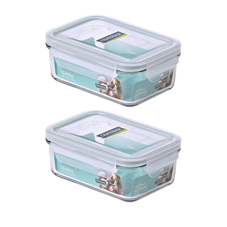 Pack 2 Contenedores Vidrio Hermetico Rect 695mL Glasslock. Mantén tus alimentos frescos y organizados. ¡Compra ahora y disfruta de la calidad!-1