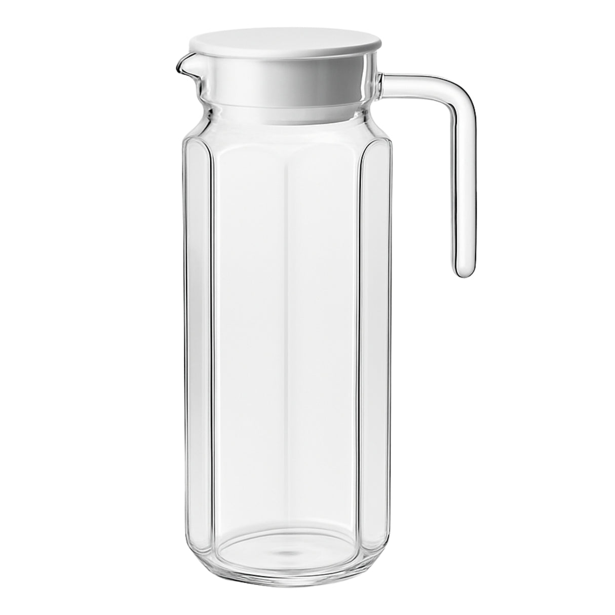 Jarra Vidrio 1100mL Tapa Blanca Jugos Refrescos Mesa. Diseño moderno, práctica y resistente. ¡Ideal para tu mesa!-1-1-1-1