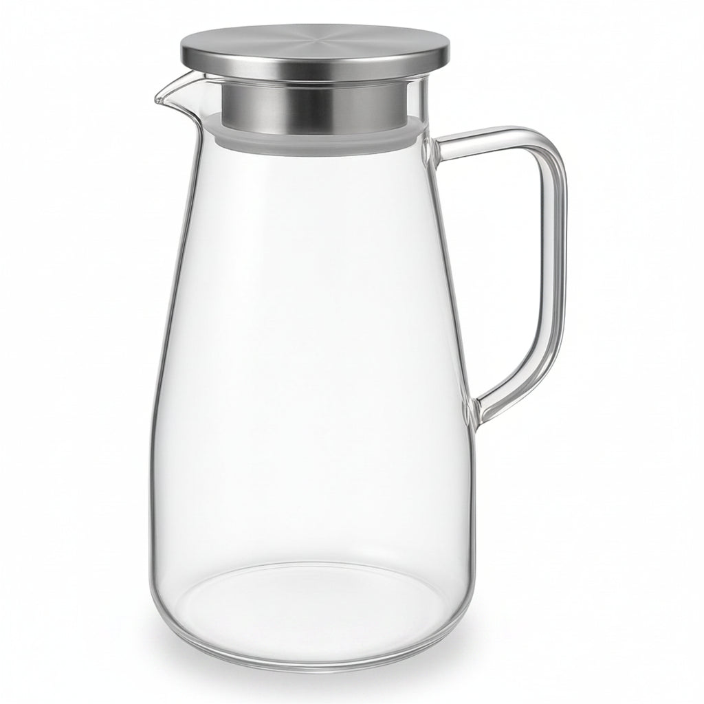 Jarra de Vidrio Tapa Metálica 1800 mL Té Agua Jugos Menaje | Disparo.cl