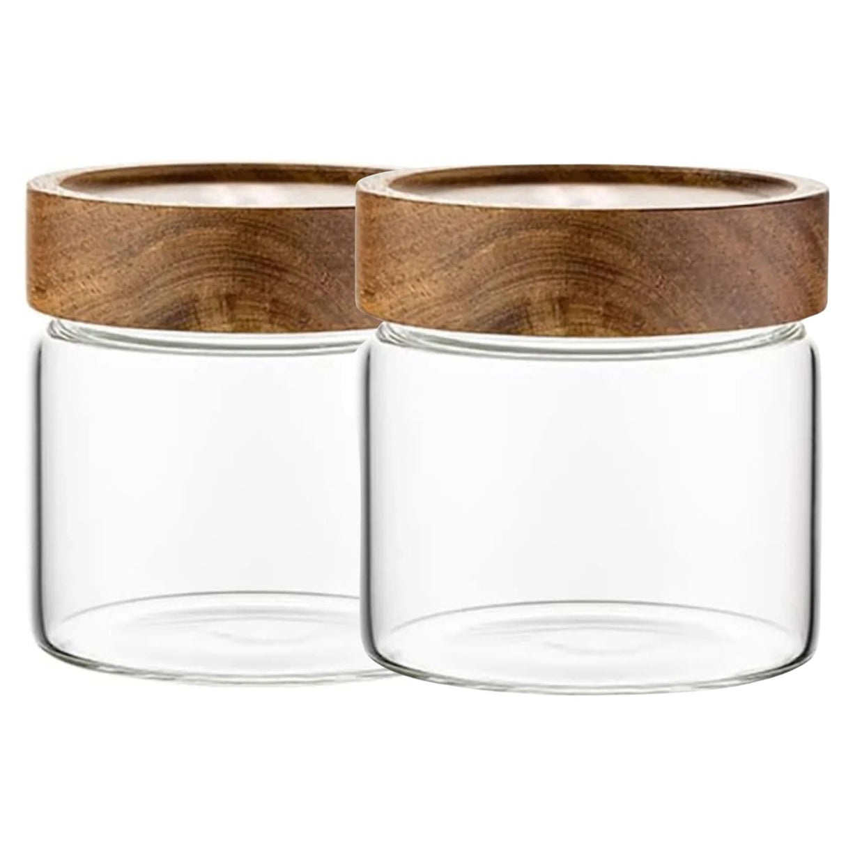 Set 2 Frascos Vidrio Con Tapa De Madera De 500ml Allegra