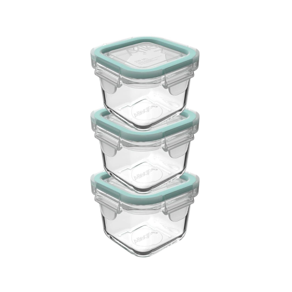 Set 3 Contenedores Hermeticos Allegra Vidrio 210mL Cuadrado