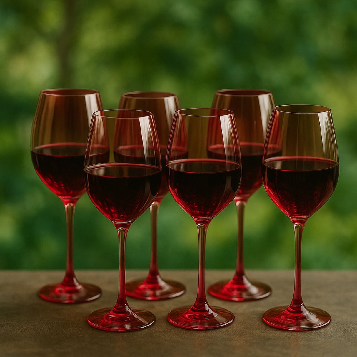 Set 6 Copas Vino Full Color Rojo 475mL Allegra De Vidrio