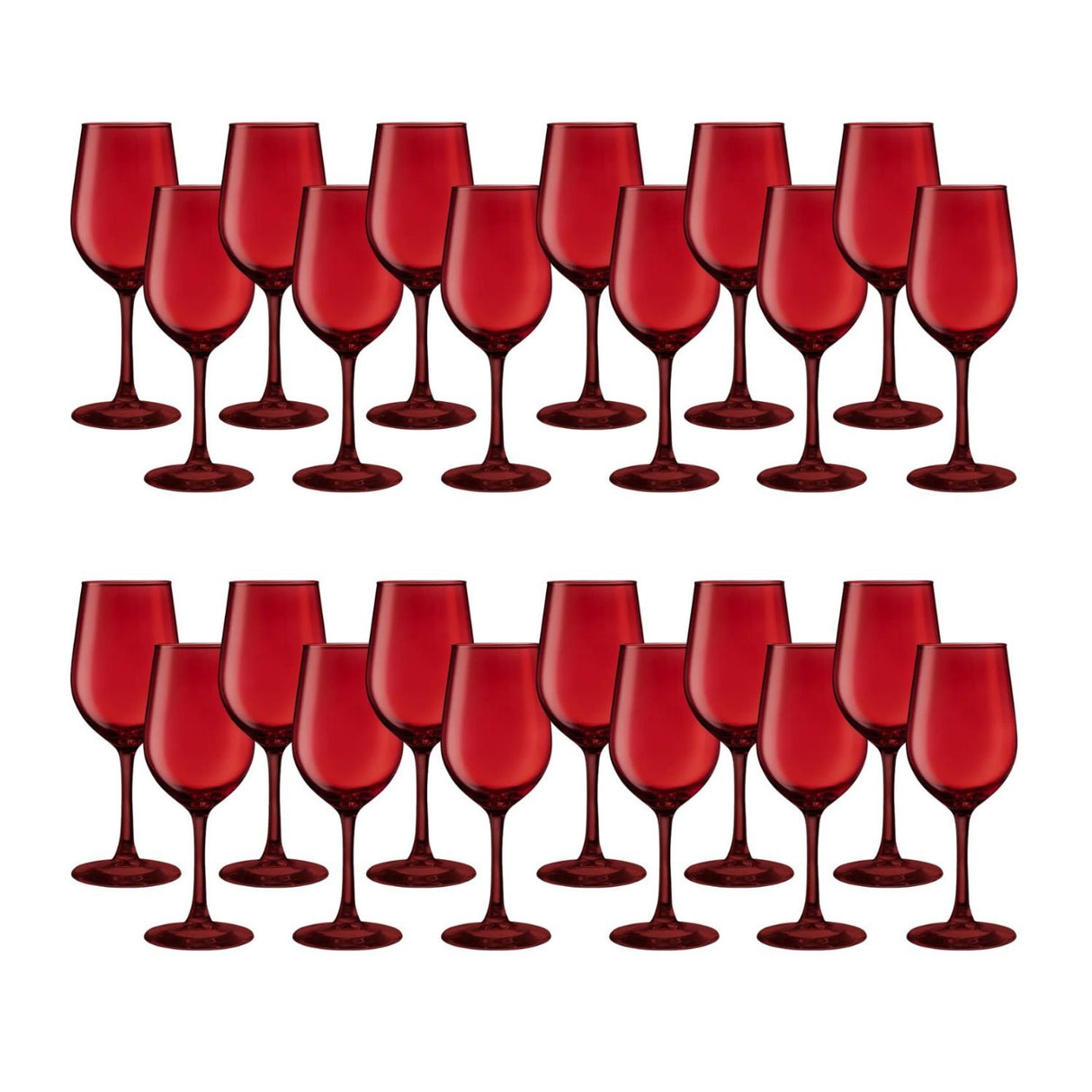 Set 24 Copas Vino Full Color Rojo Allegra 330mL Vidrio
