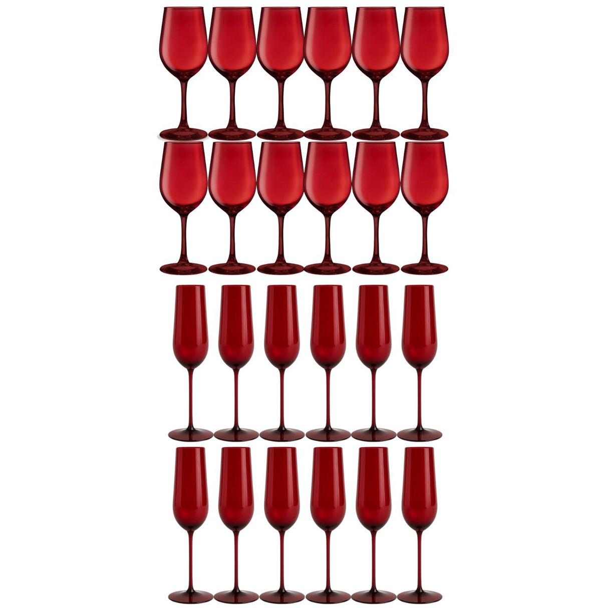 Set 24 Copas Full Color Rojo Allegra Vidrio Celebraciones