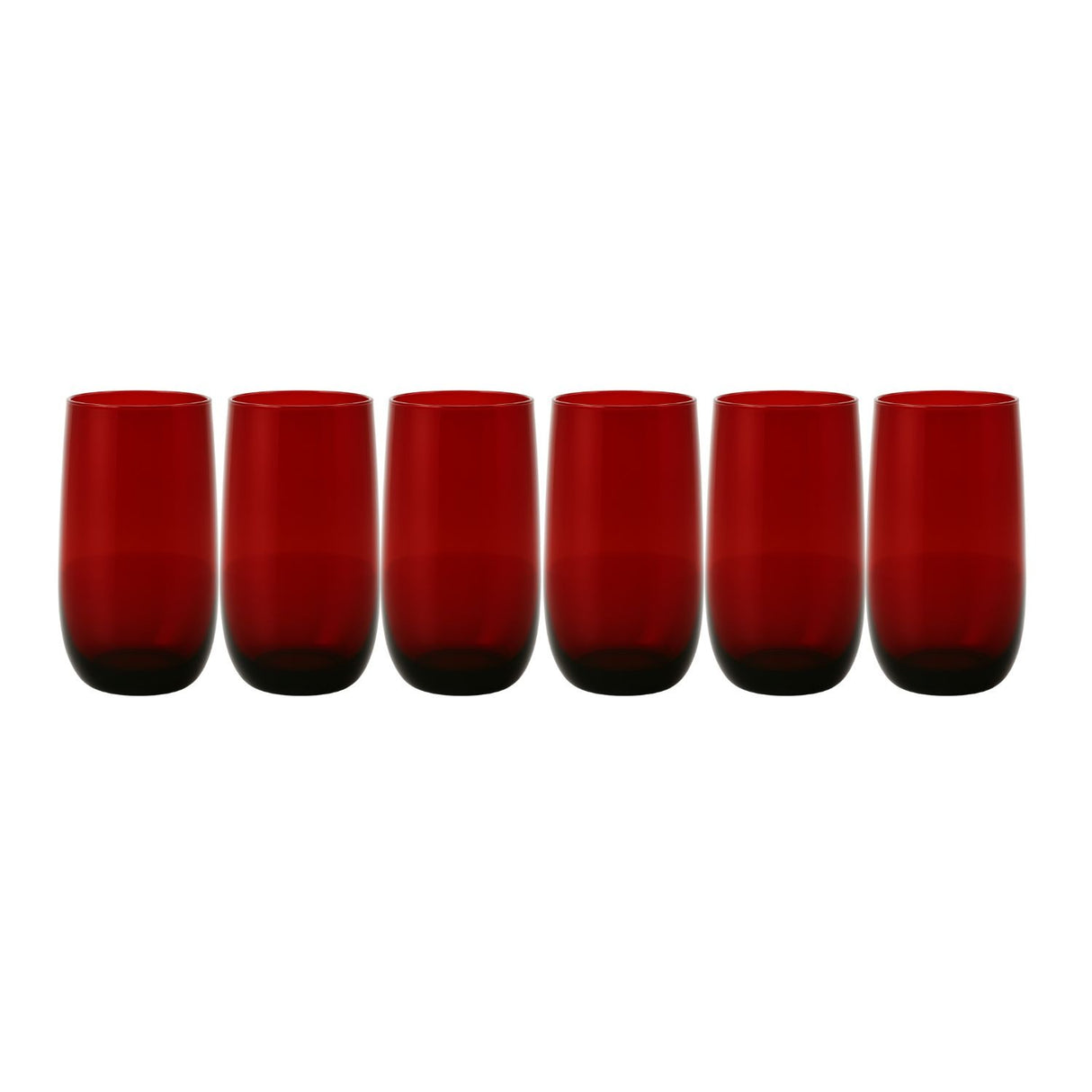 Set 6 Vasos Vidrio Altos Full Color Rojo 500mL Allegra