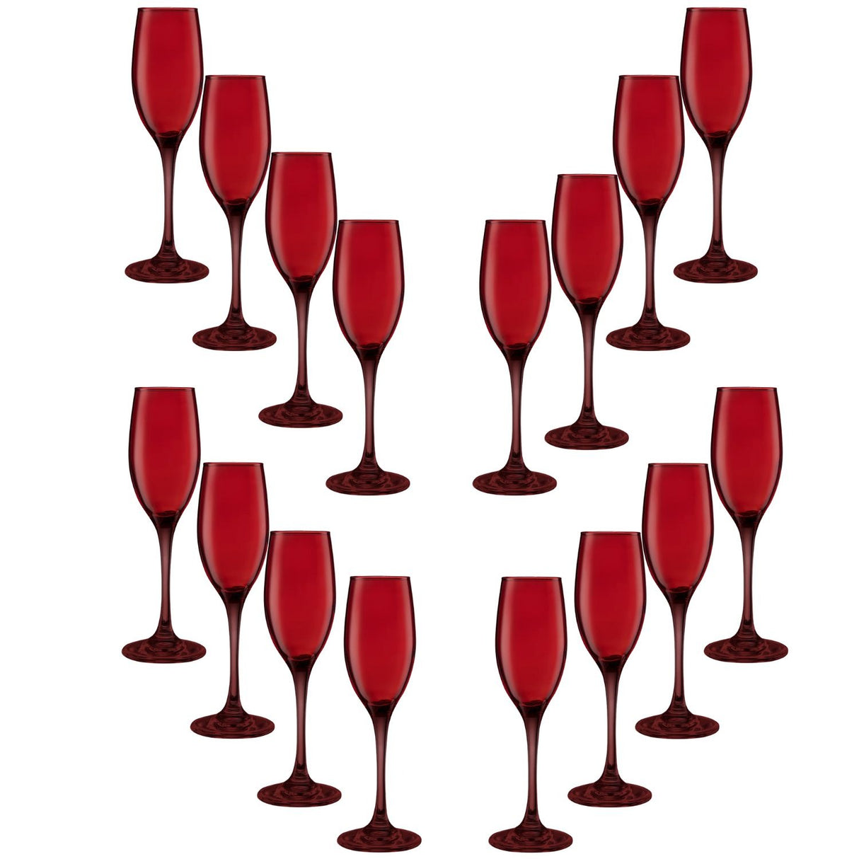 Set 16 Copas Flute Rouge Full Color Rojo 180mL Allegra