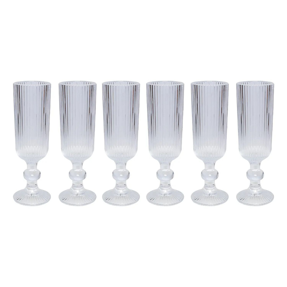 Set 6 Copas Flute Talladas 160mL Lisa Allegra De Vidrio