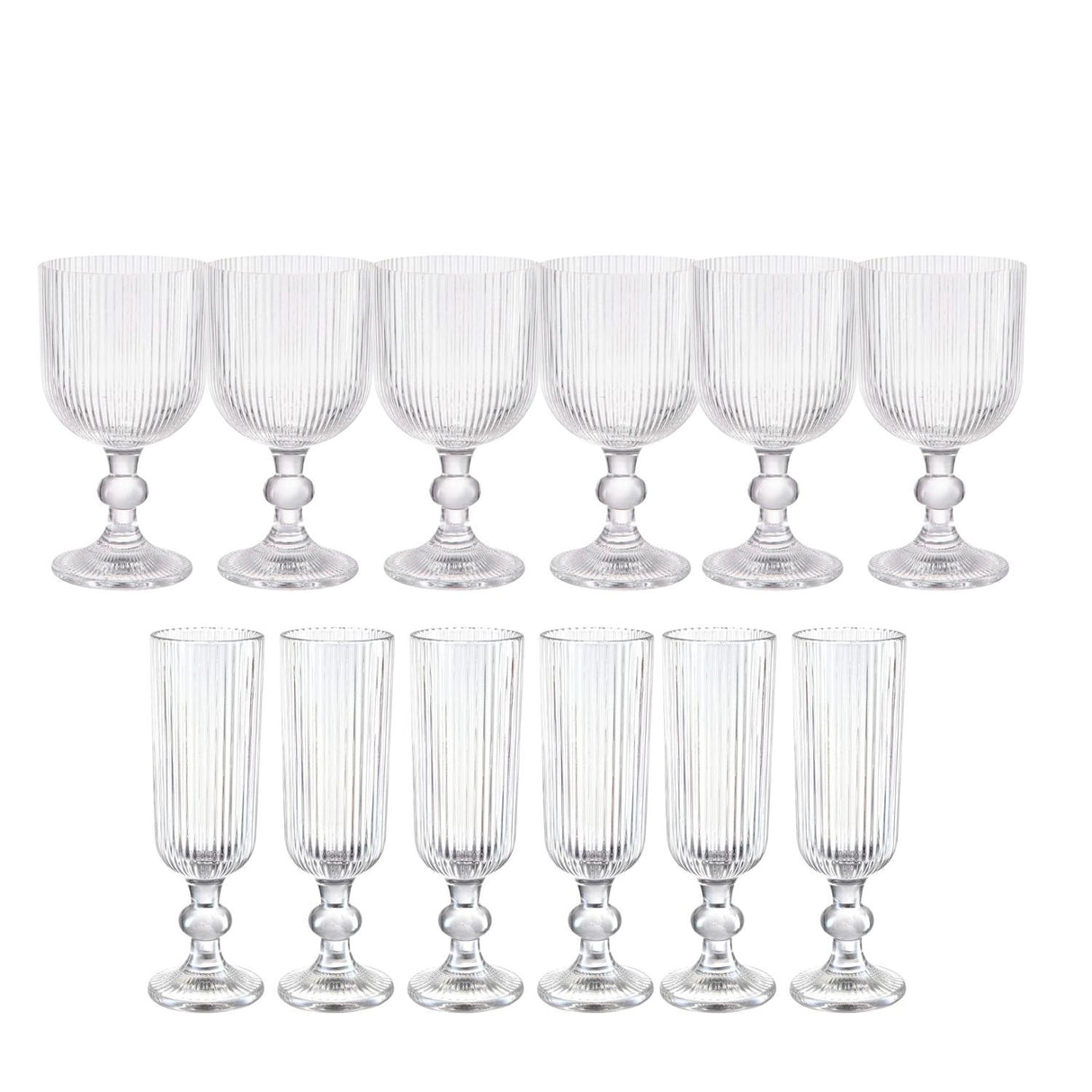 Set 12 Copas Talladas Lisa Allegra Vidrio Transparente