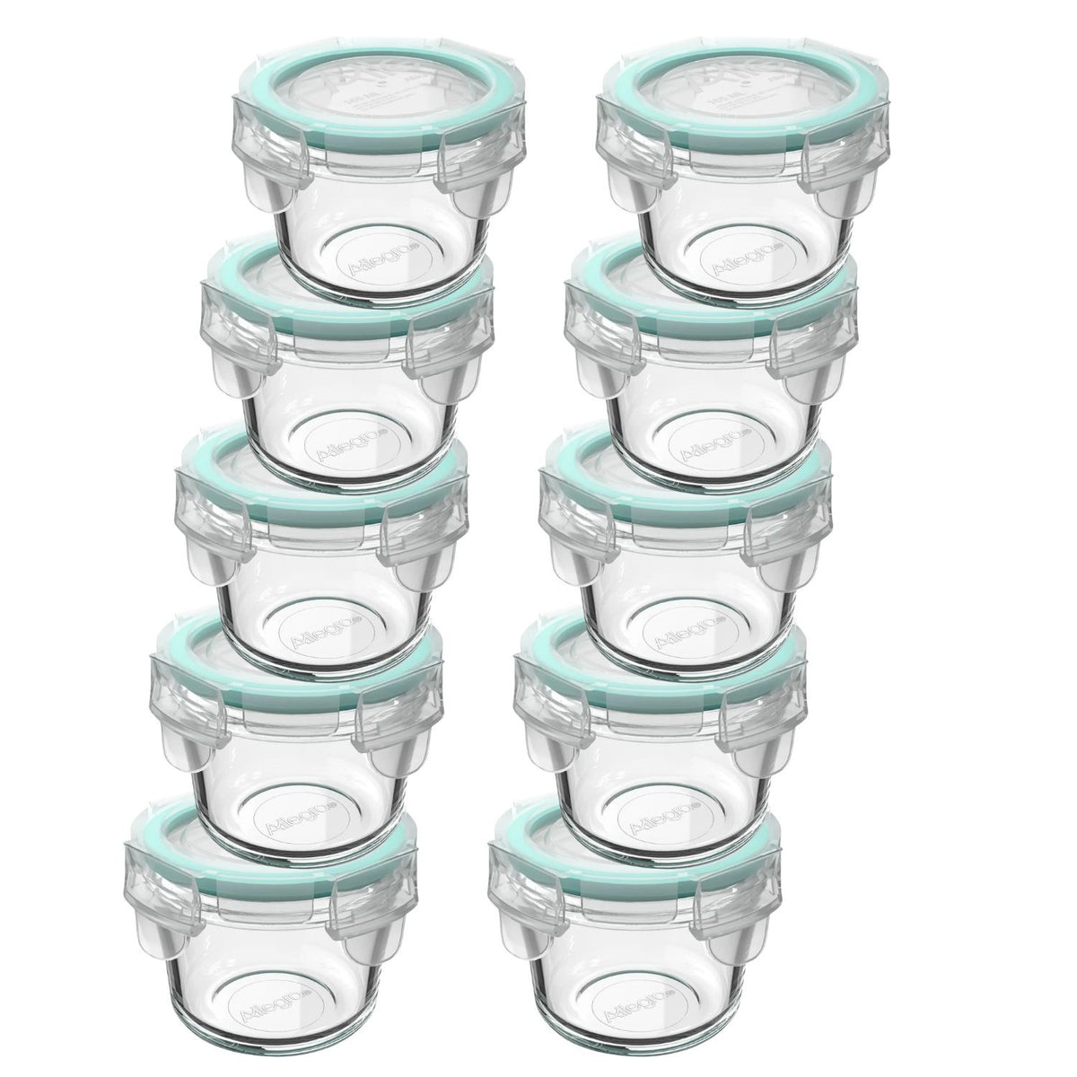 Set 10 Contenedores Hermeticos 165mL Redondos Vidrio Allegra