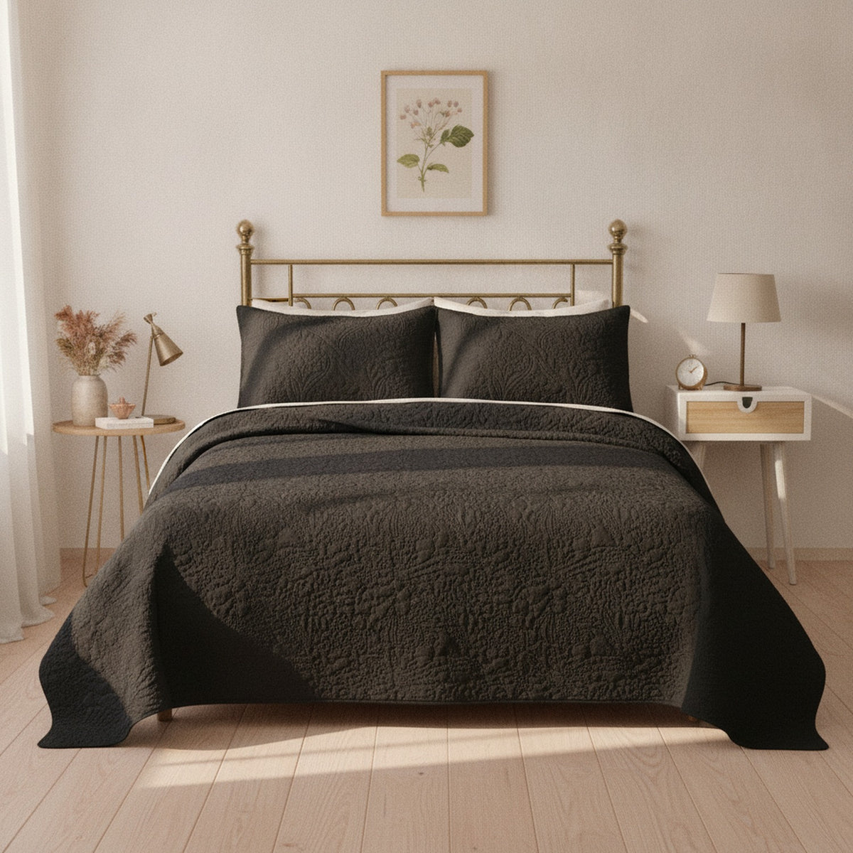 Cubrecama Quilt 2 Plazas Negro Wonder Collection Martine