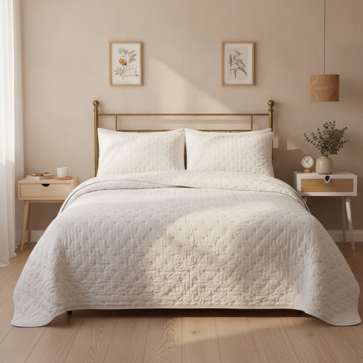 Cubrecamas Quilt 2 1/2 Plazas Blanco Deluxe Collection
