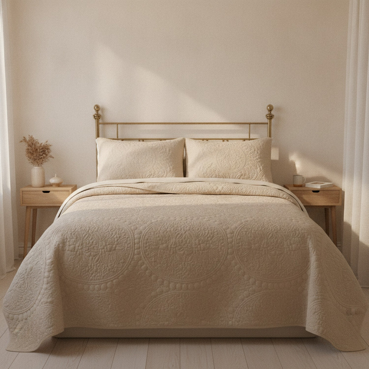 Cubrecamas Quilt 2 Plazas Beige Wonder Collection