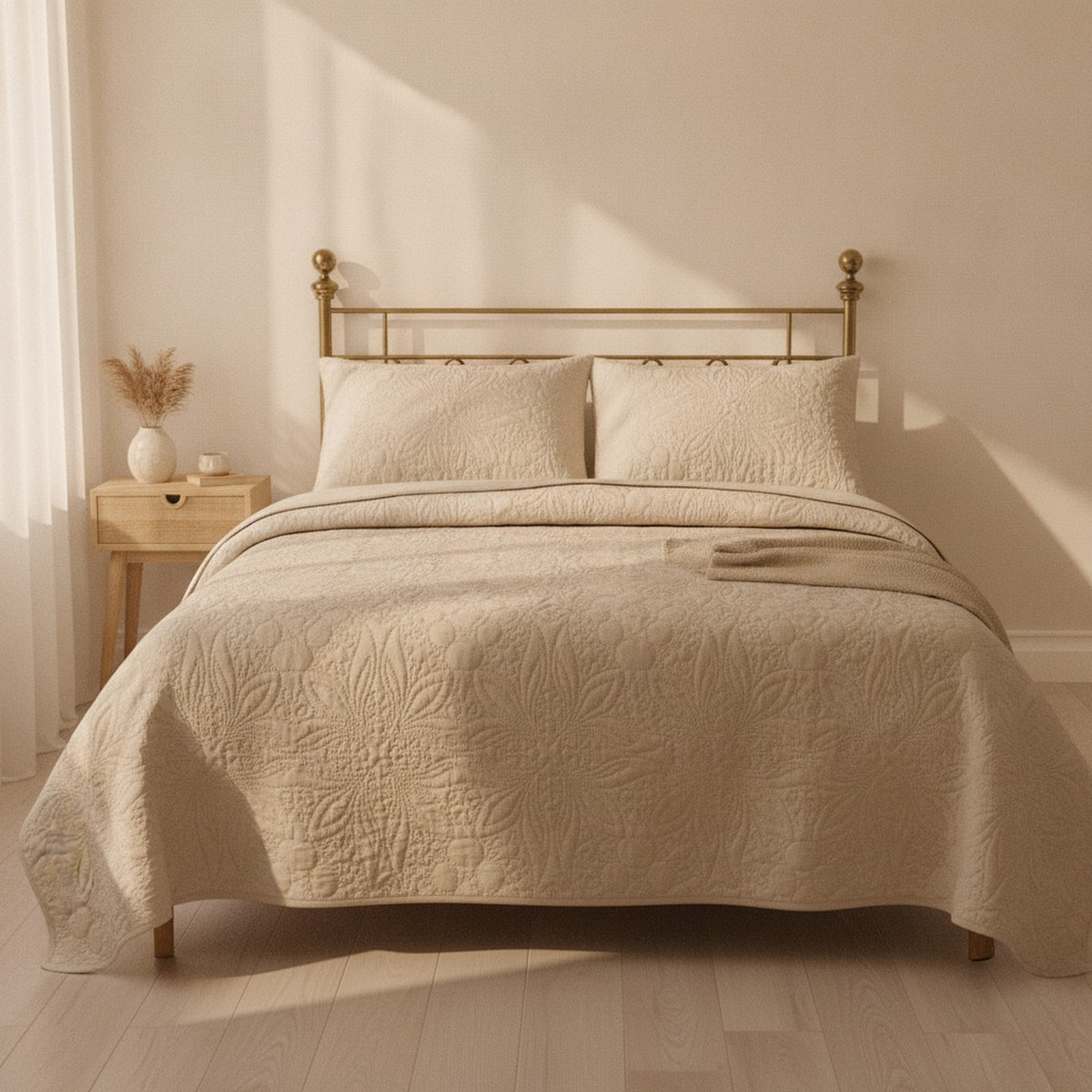 Cubrecamas Quilt 1,5 Plazas Wonder Collection Beige