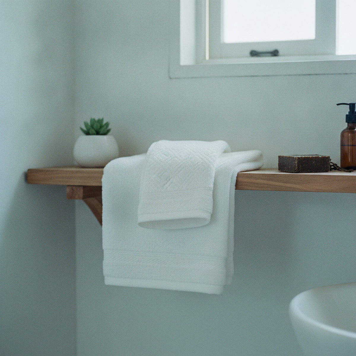 Set Toallas Baño Mano Blanco 100% Algodón Martité