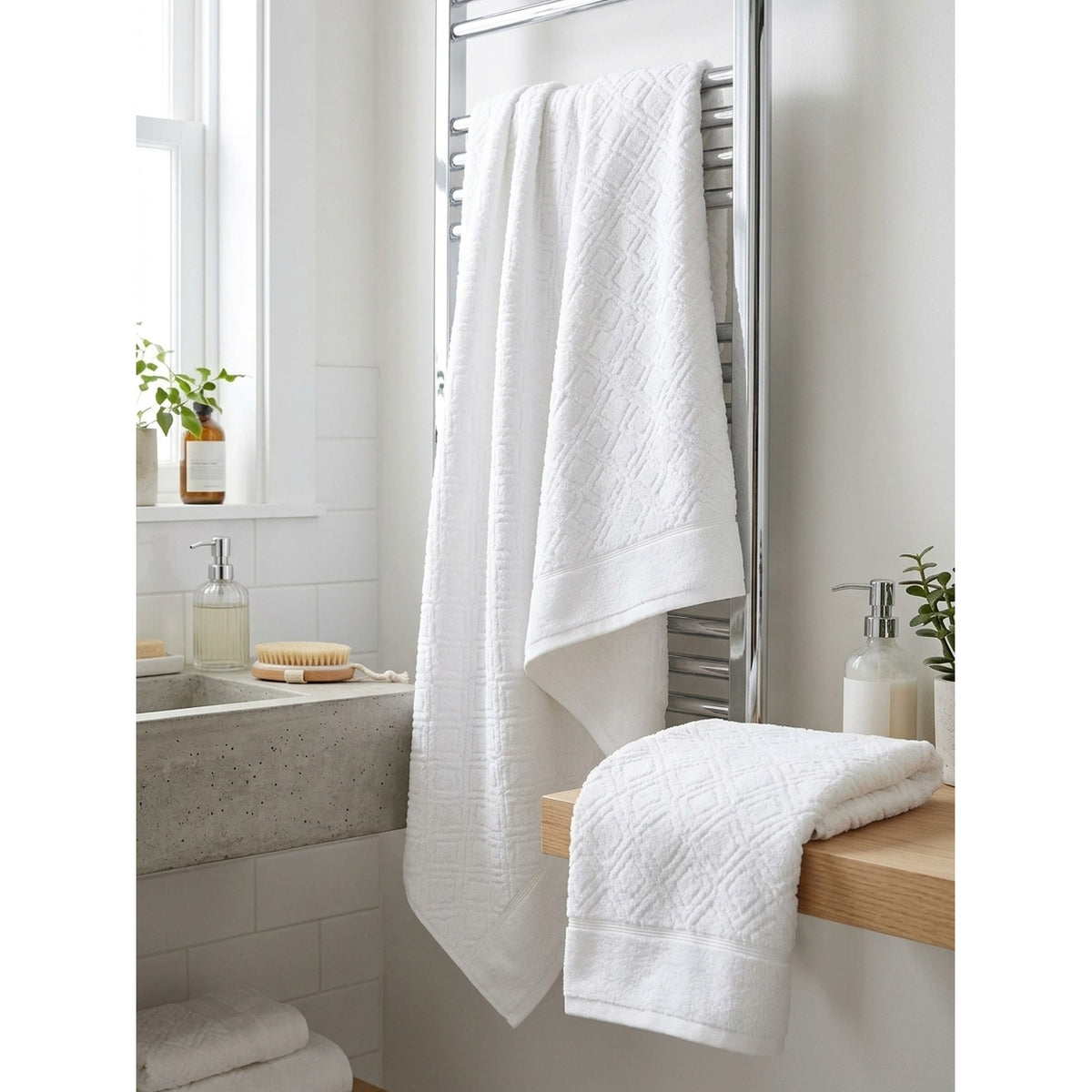 Set Toallas Baño Mano Blanco 100% Algodón Martité
