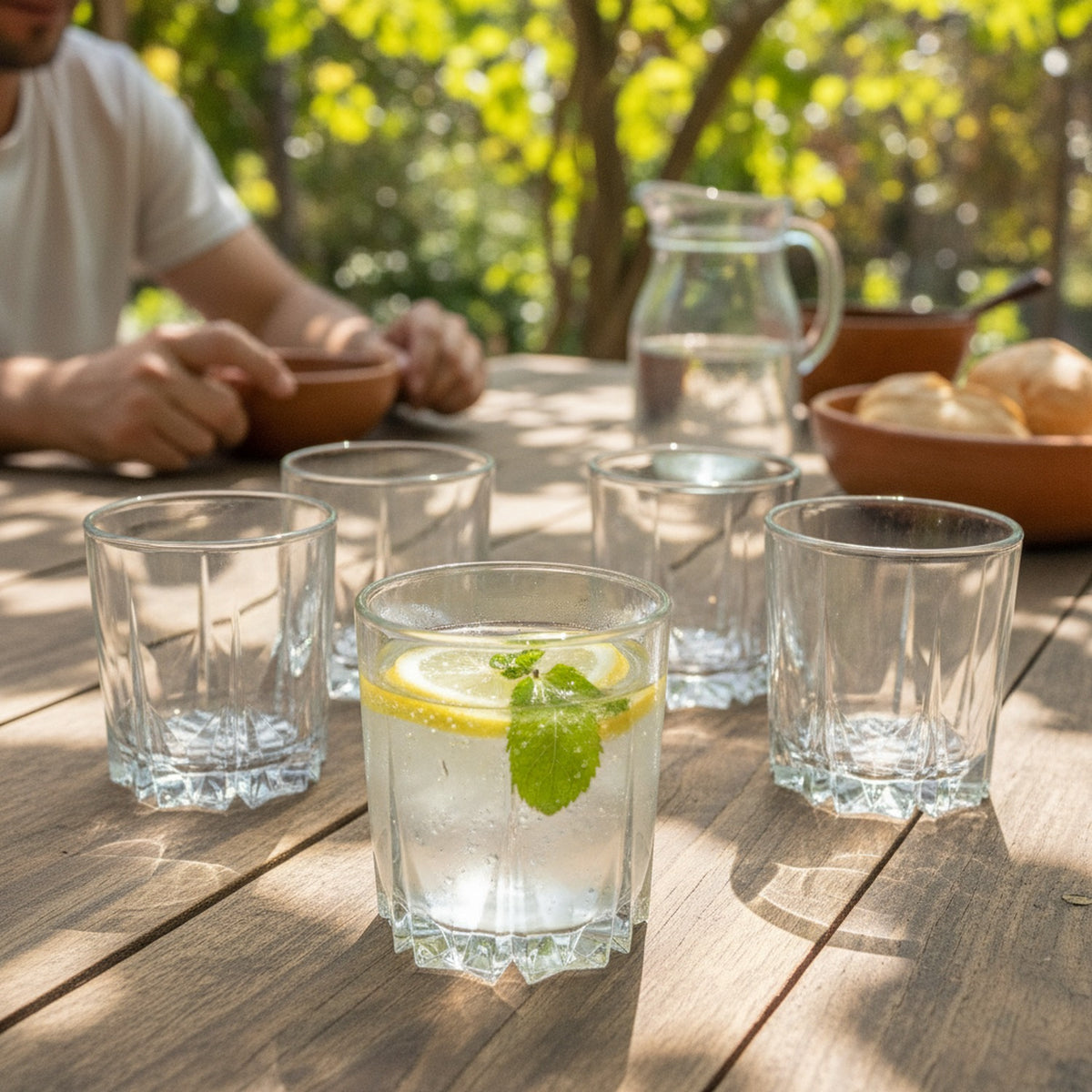 Set 6 Vasos Bajos Creta Cristar 355mL Vidrio