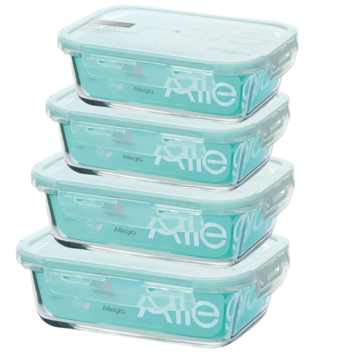 Contenedores Vidrio Allegra Herméticos Set 4 Rectangulares. Conserva alimentos sin derrames ni olores. ¡Compra calidad y ordena tu cocina hoy!-1