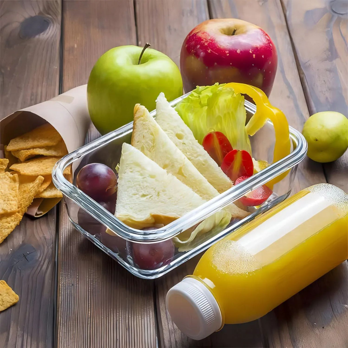 Contenedores Vidrio Allegra Herméticos Set 4 Rectangulares. Conserva alimentos sin derrames ni olores. ¡Compra calidad y ordena tu cocina hoy!-2