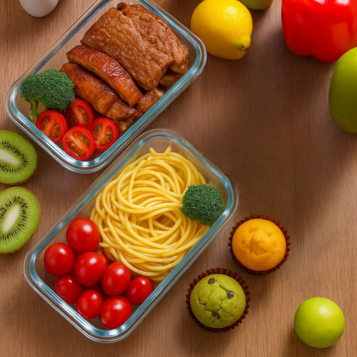 Contenedores Vidrio Allegra Herméticos Set 6 Formas Mixtas. Conserva tus alimentos con seguridad. ¡Resistentes y prácticos para uso diario!-2