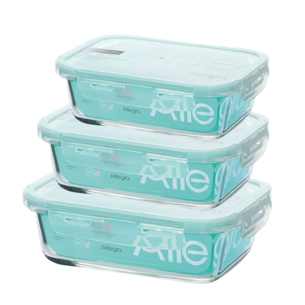 Set 3 Contenedores Vidrio Hermeticos Rectangulares Allegra. Conserva tus alimentos con seguridad y orden. ¡Compra hoy y organiza tu cocina!-1