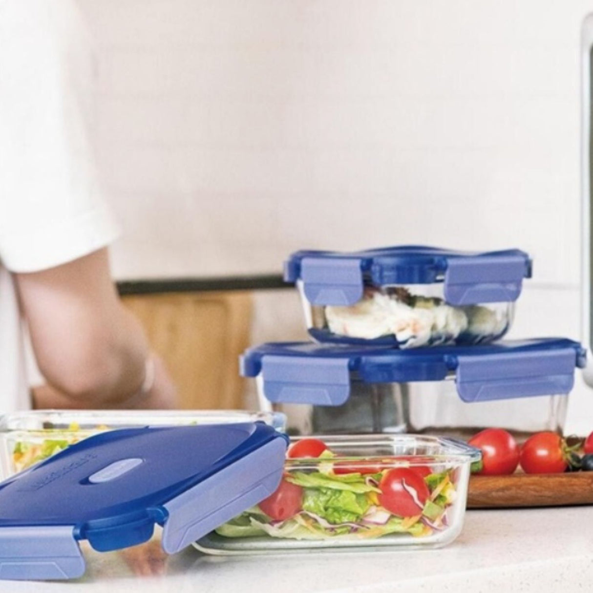 Set 3 Contenedores Vidrio Hermeticos Cuadrados Luminarc. Conserva tus alimentos con estilo y seguridad. ¡Apila y organiza mejor, compra hoy!-2